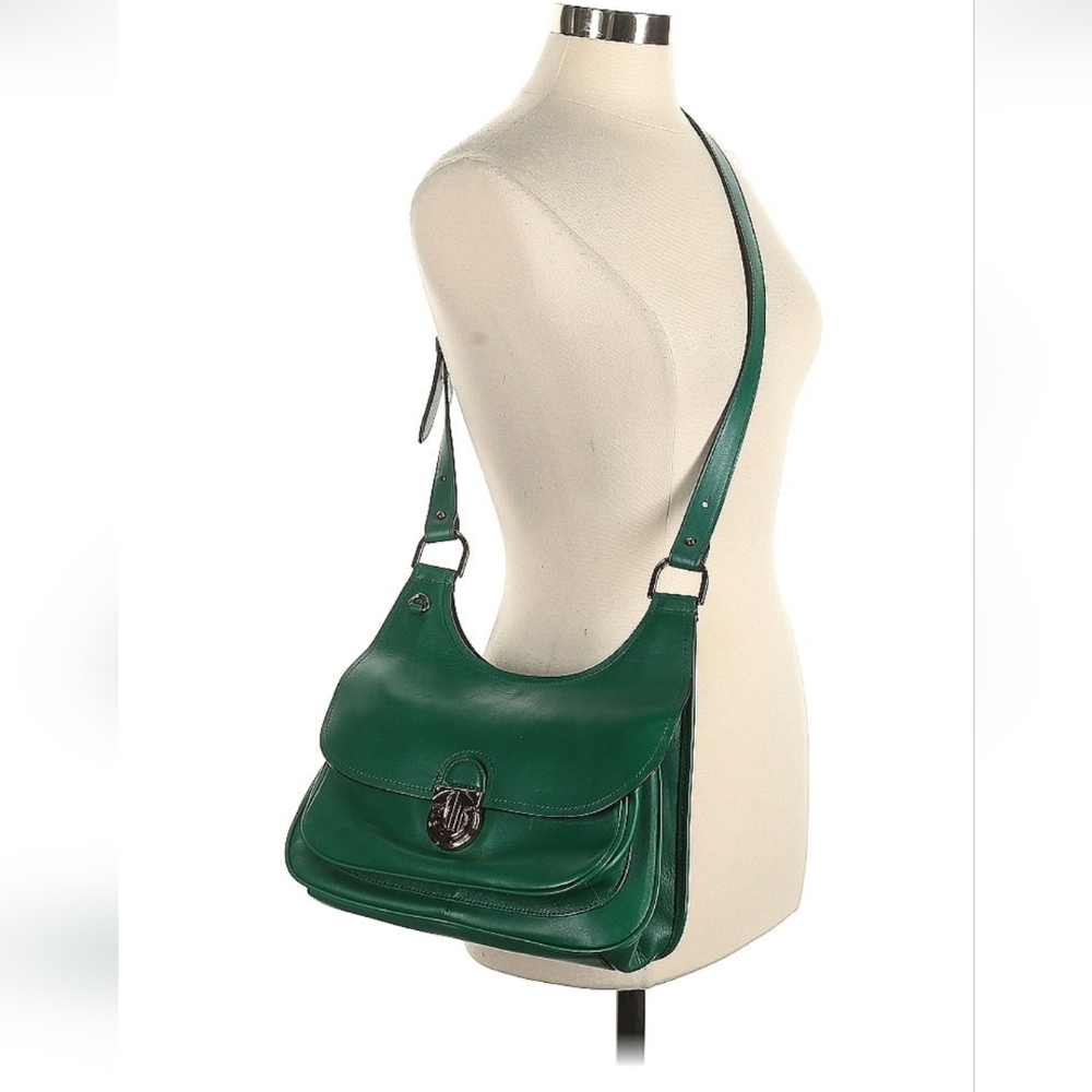 Tory Burch James Saddle Bag In Green Leather Vintage Heritage Saddalrina - Picture 11 of 11